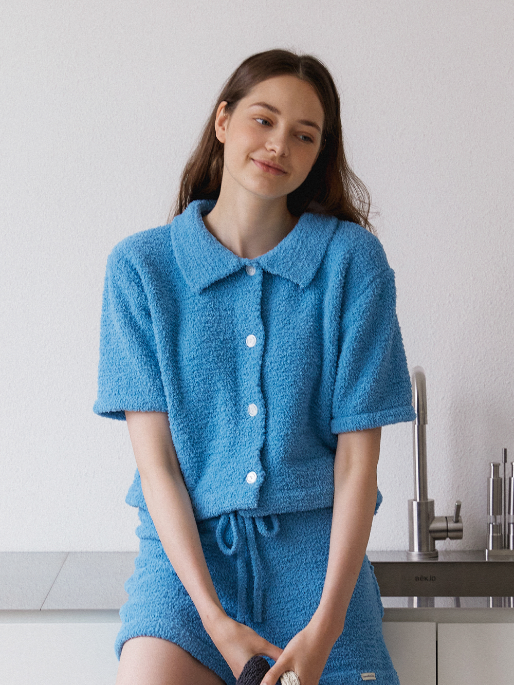fluffy homewear top - blue