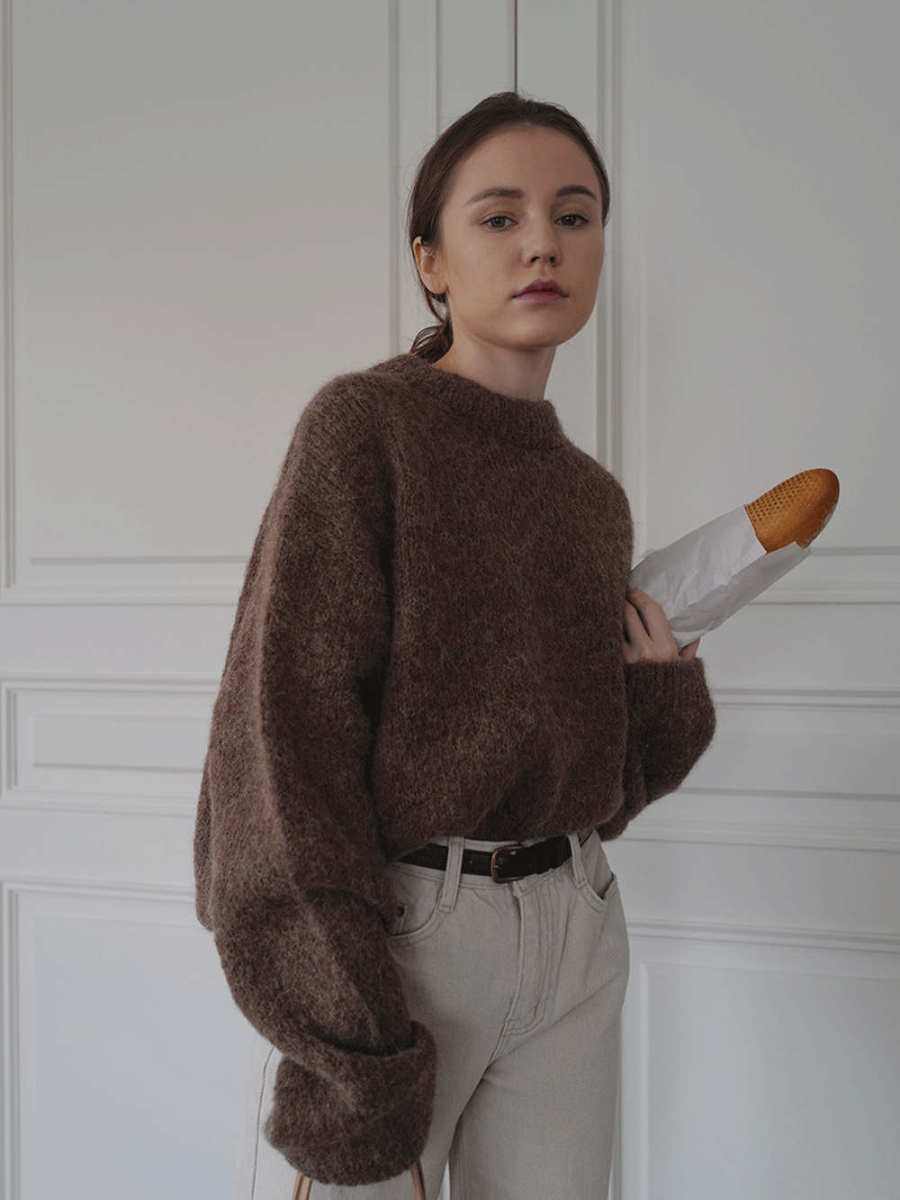 pretzel alpaca knit - brown