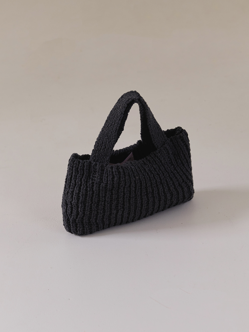 grandma handmade knit bag - charcoal