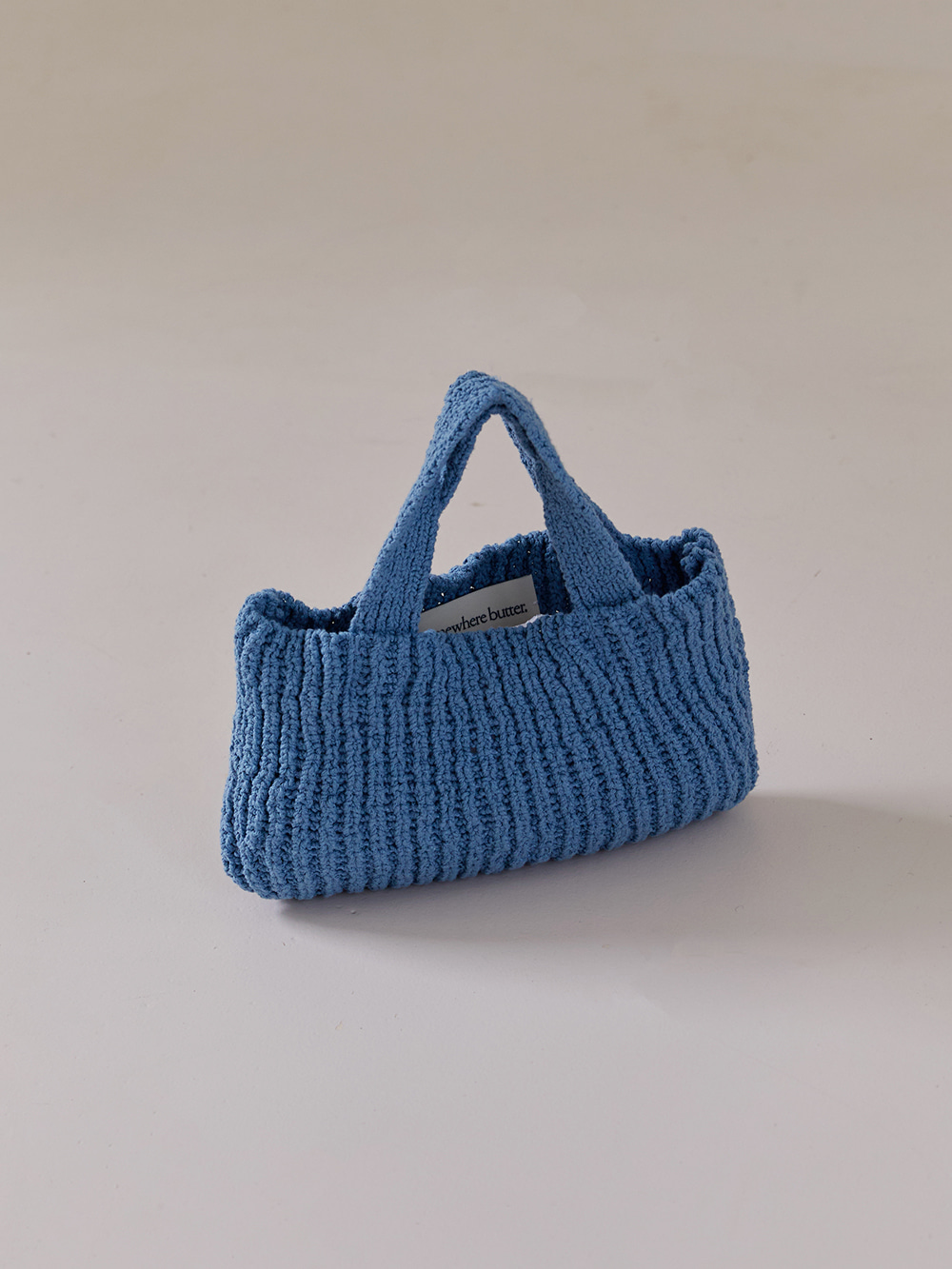 grandma handmade knit bag - vintage blue