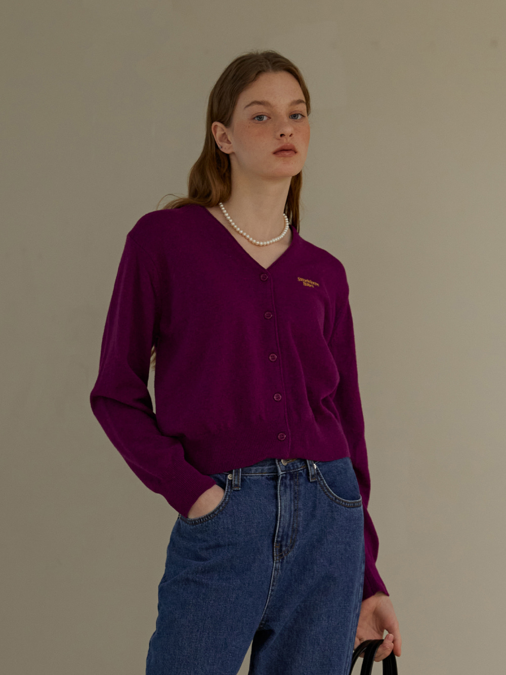 classic logo cardigan - purple