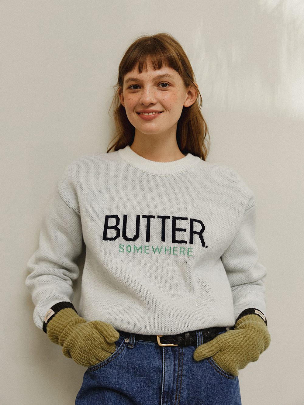 butter signature knit - ivory