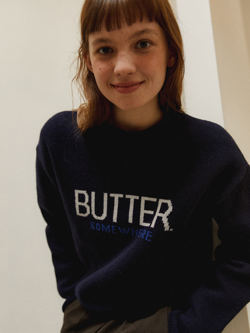 butter signature knit - navy