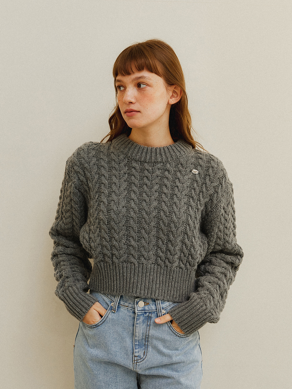 holiday cable sweater - grey