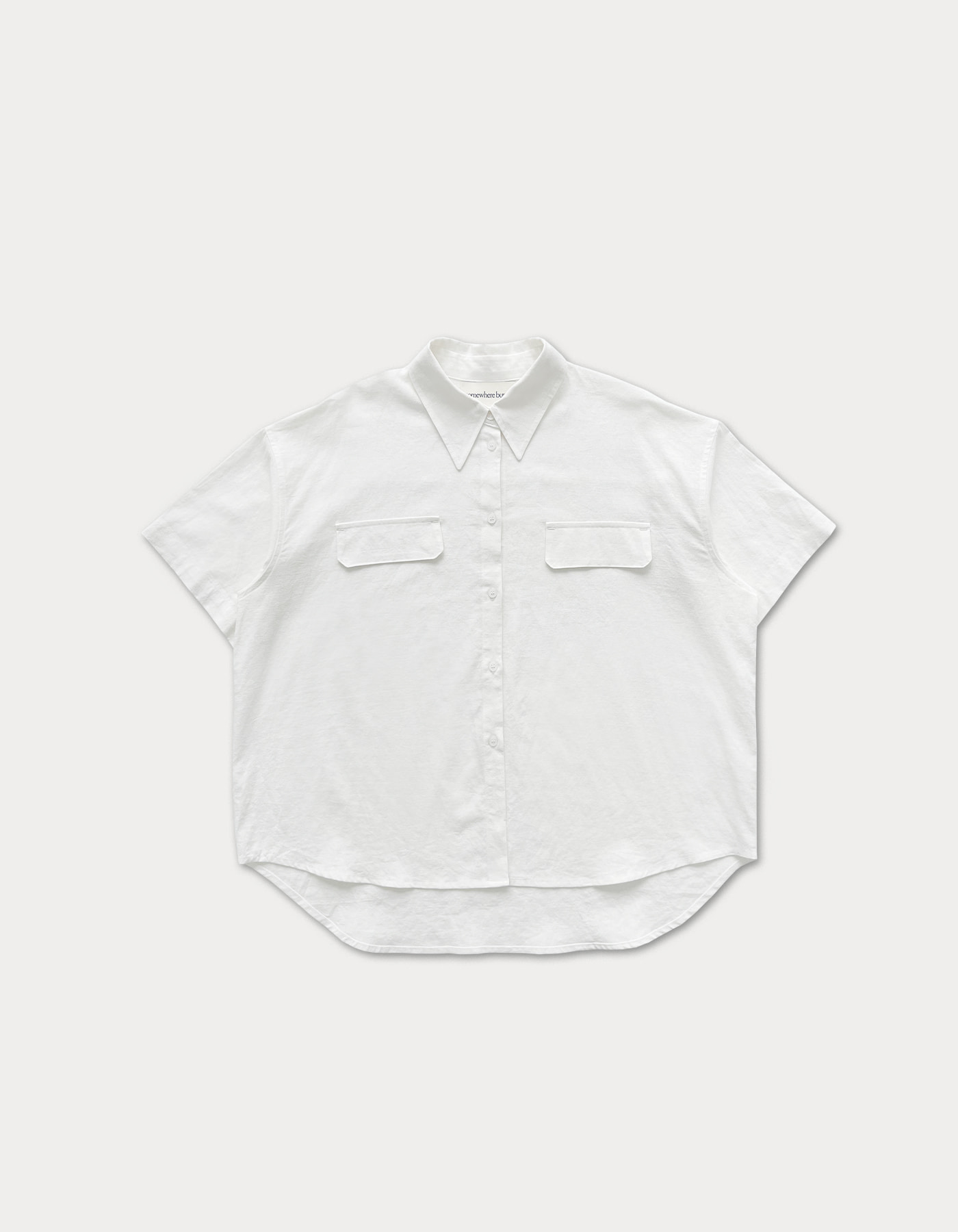 linen half shirt - ivory
