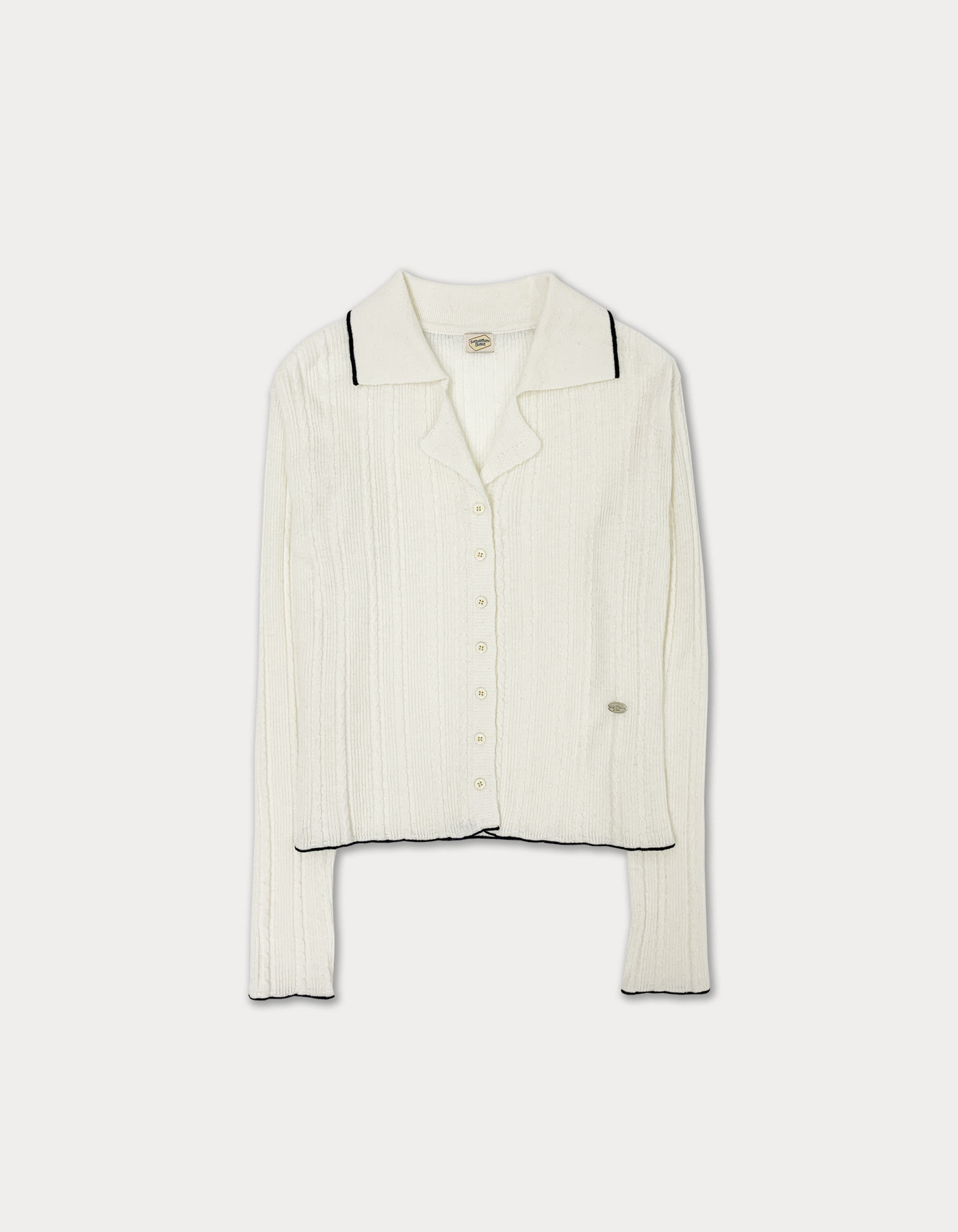 cable collar cardigan - ivory