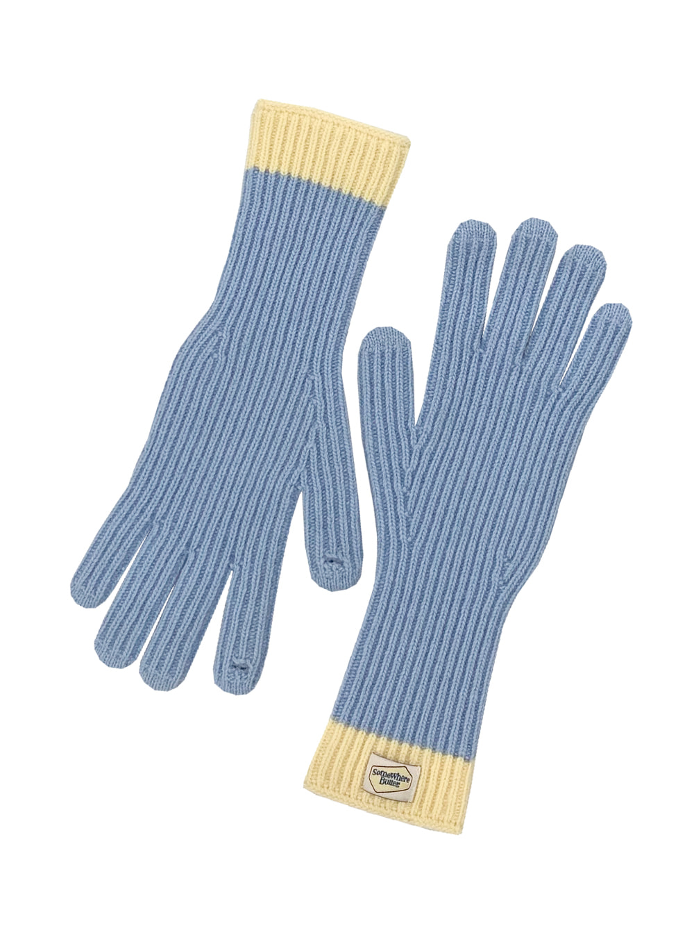 butter wool gloves - baby blue