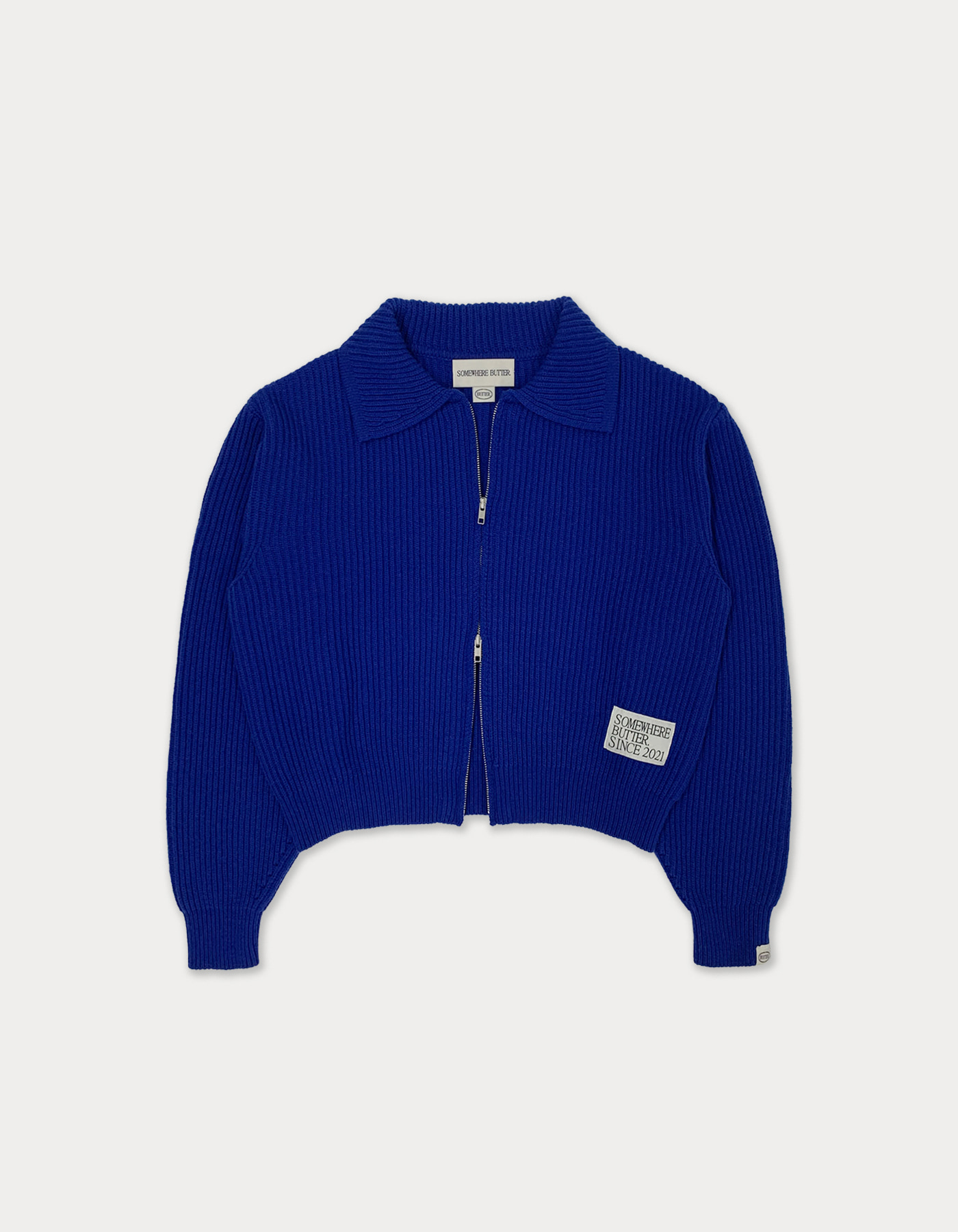 rev wool 2way zip-up - cobalt blue