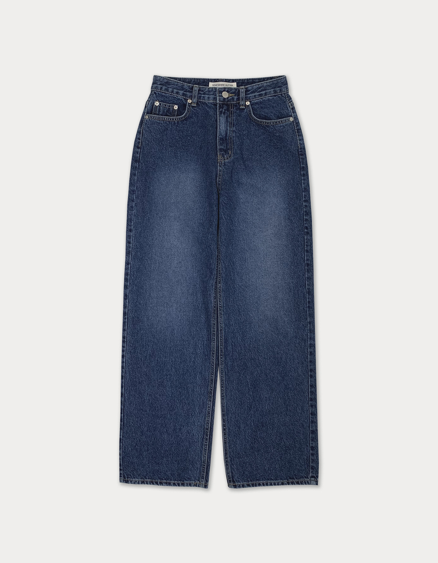 vintage wide denim pants - middle blue