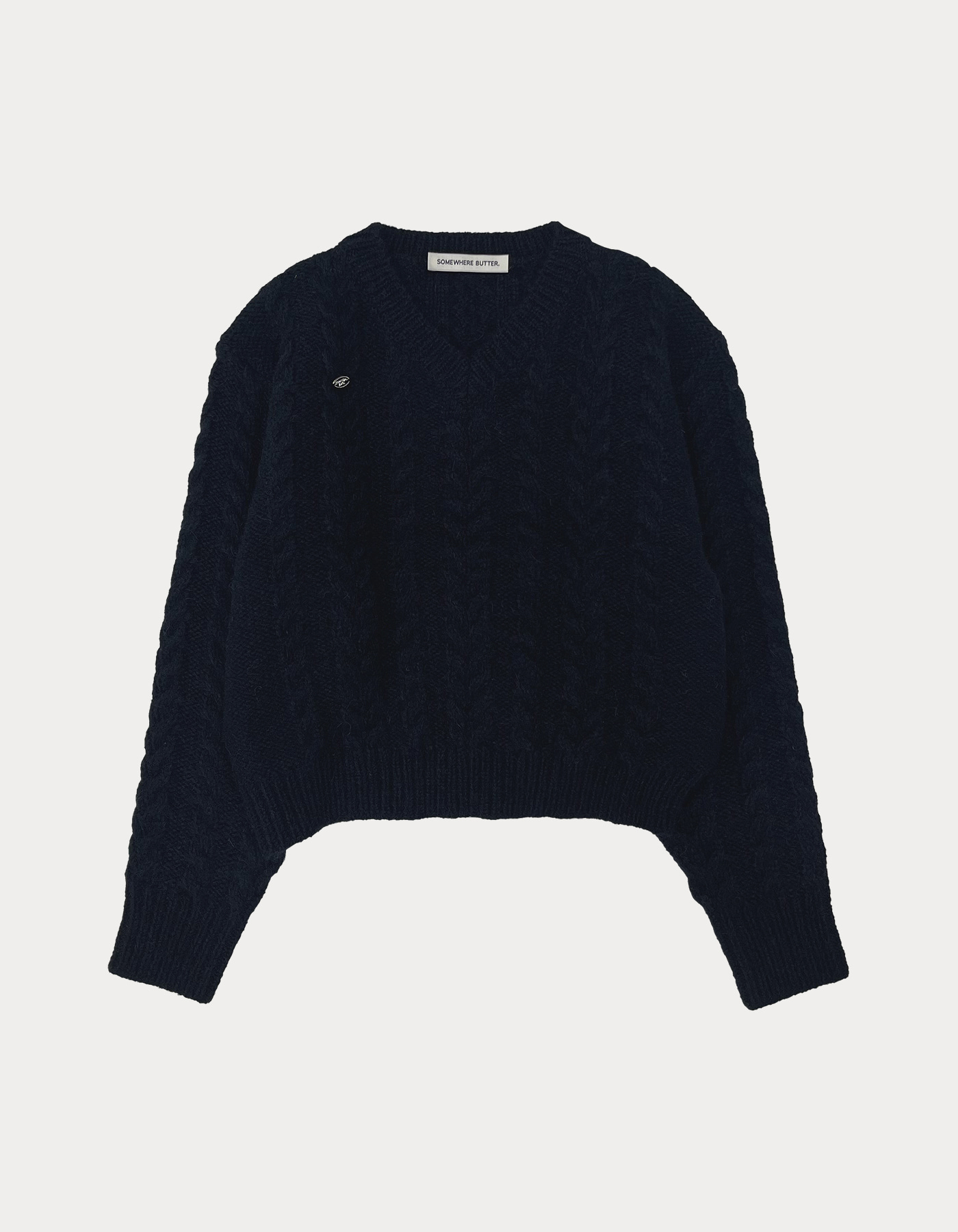 Anna alpaca cable sweater - navy