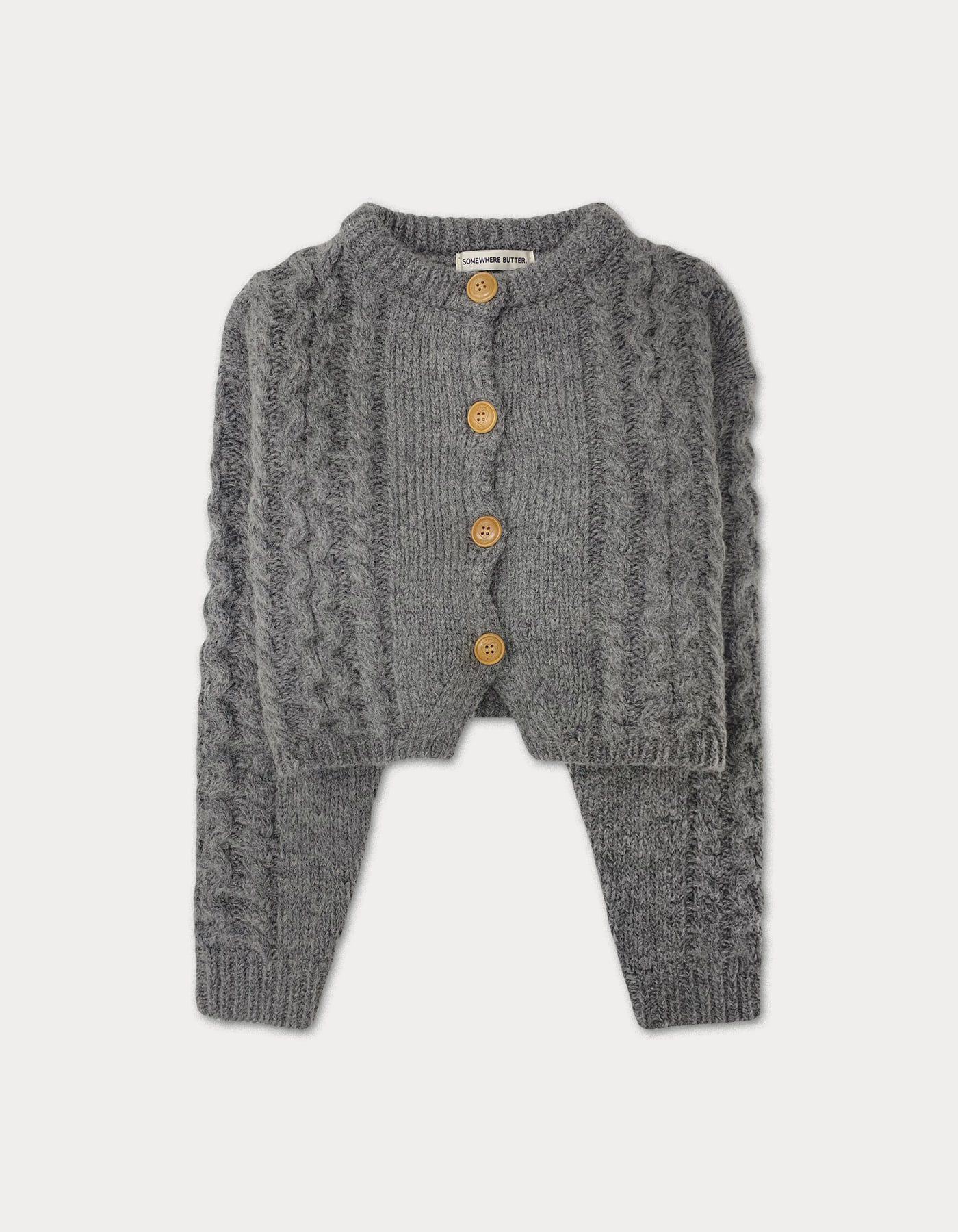 Woodbutton cable cardigan - charcoal
