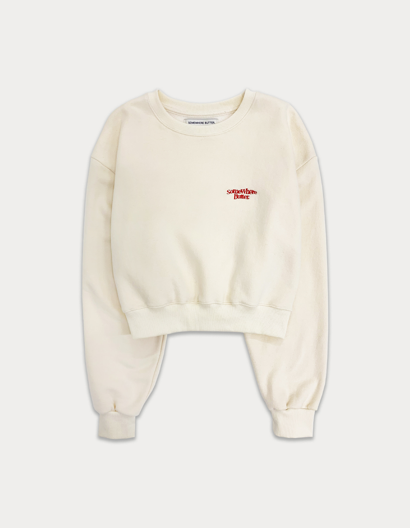 Wave logo crop sweatshirt - cream