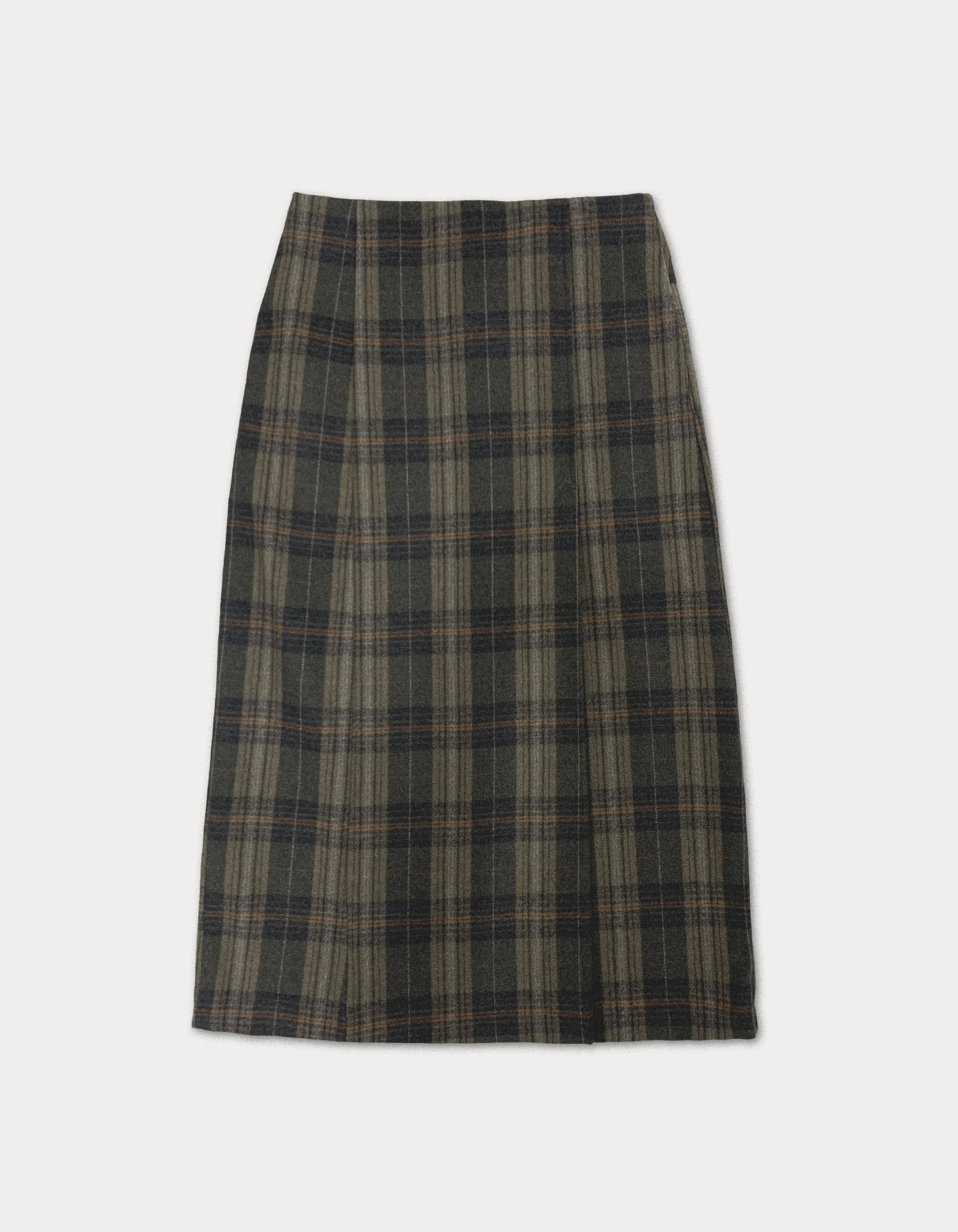 Vintage check wool skirt - dark brown