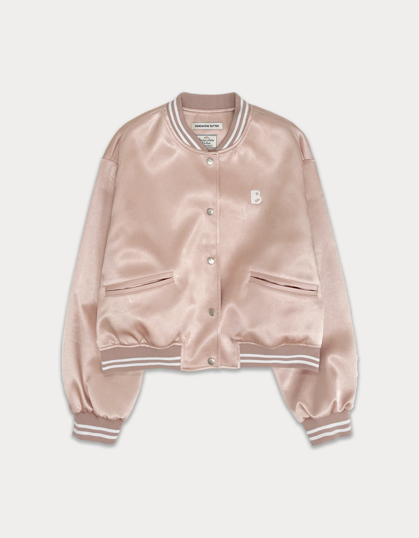 Satin varsity jacket - pink