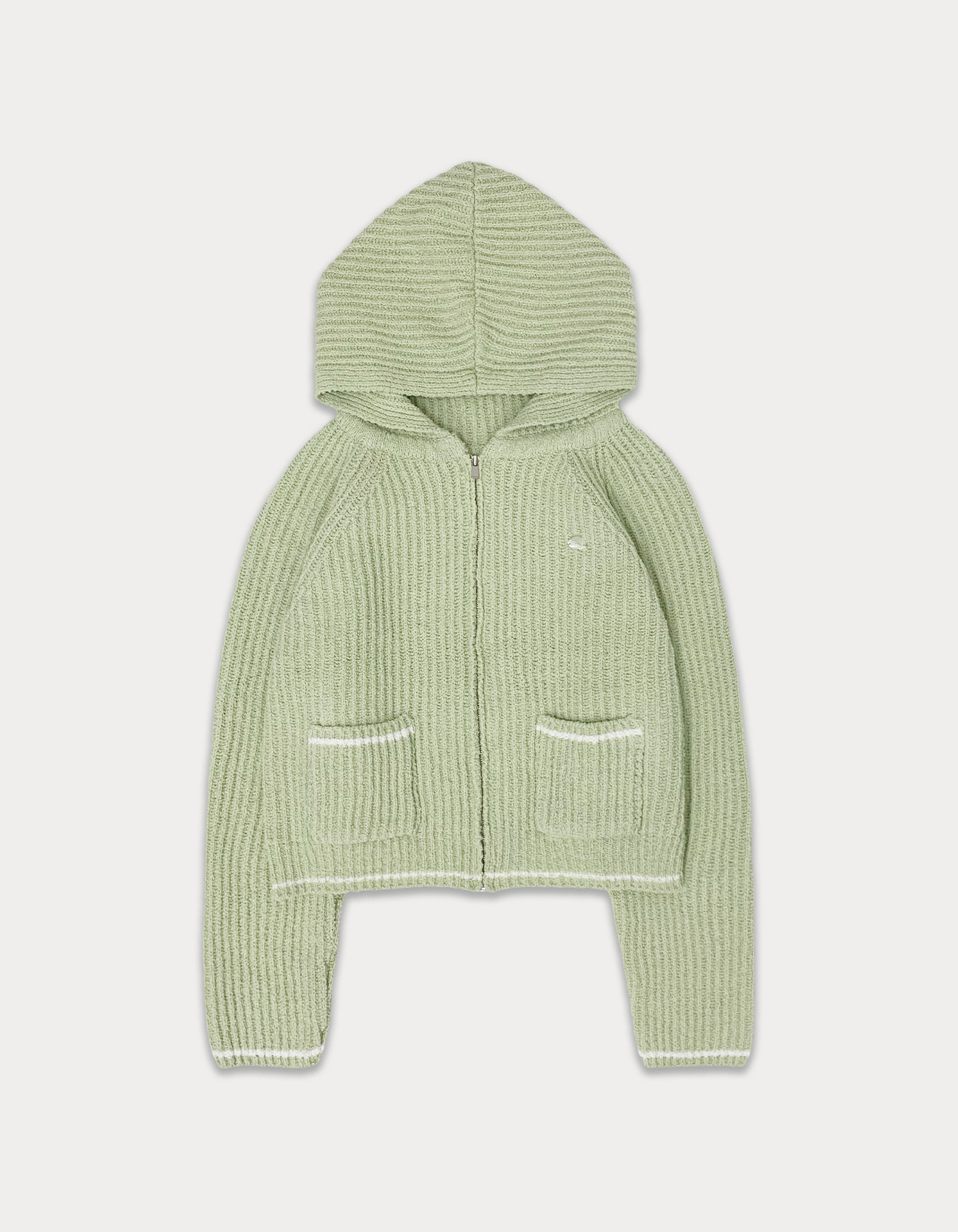 Cotton pendant hoodie zip-up - mint