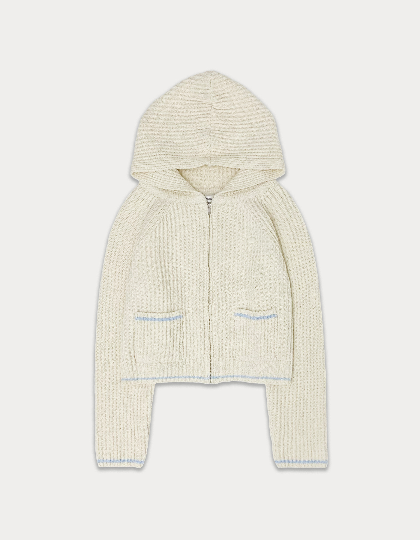 Cotton pendant hoodie zip-up - cream